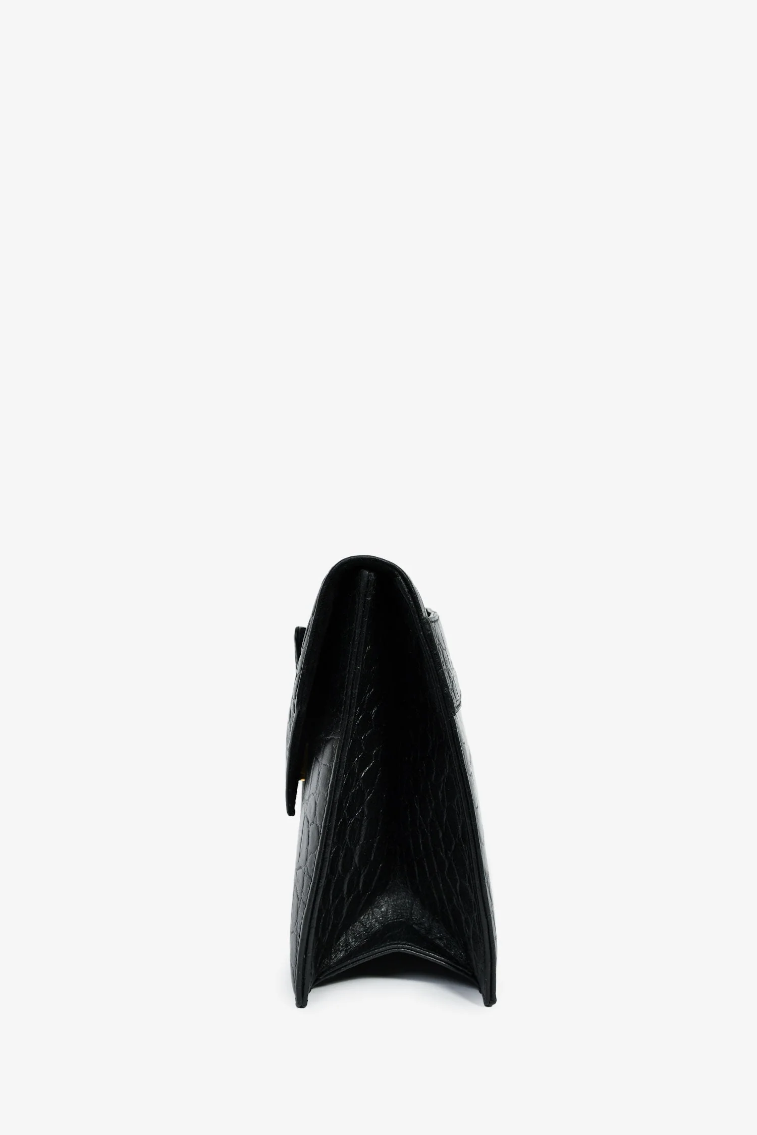 Alexander McQueen Black Croc Effect Leather Envelope Clutch - Image 4