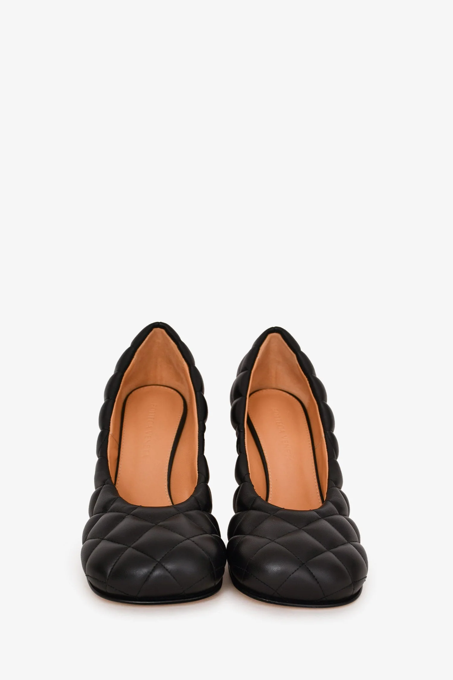 Bottega Veneta Black Padded Leather Square Toe 'Bloc' Heels Size 37 - Image 3