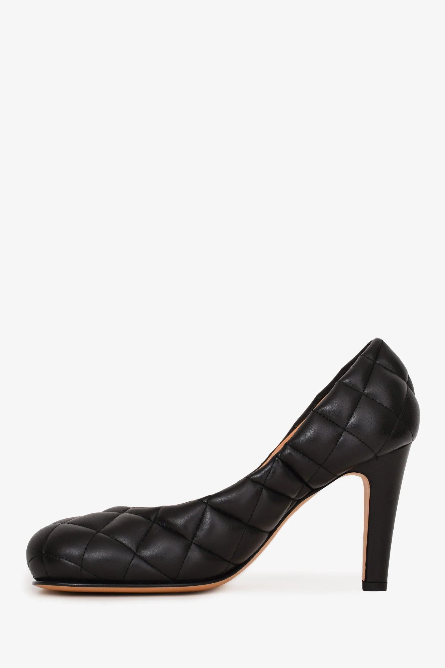 Bottega Veneta Black Padded Leather Square Toe 'Bloc' Heels Size 37 - Image 4