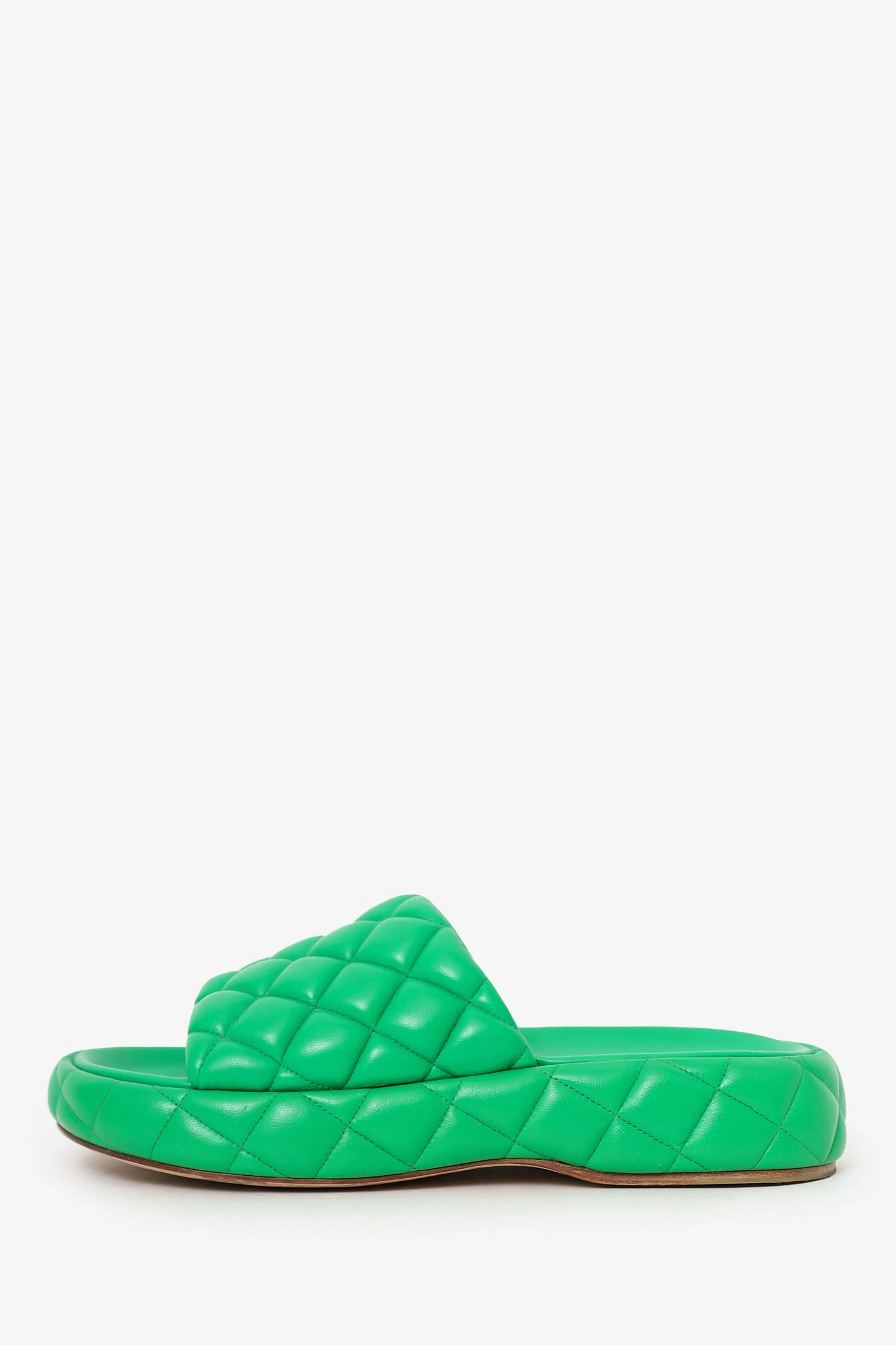 Bottega Veneta Green Padded Lambskin Slide Sandals Size 37 - Image 5