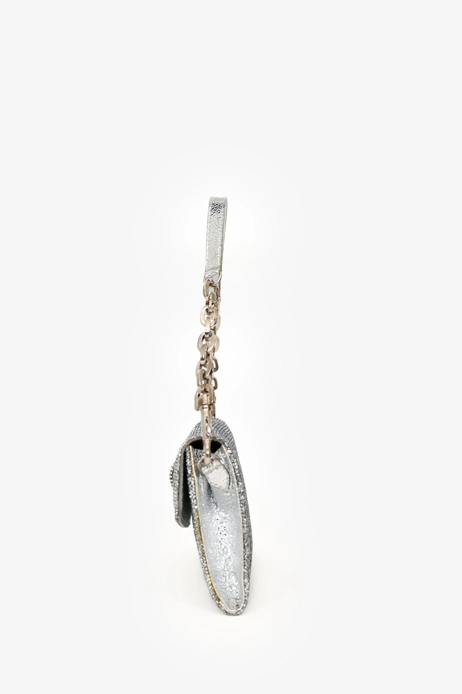 Jimmy Choo Silver Metallic Bow Embellished Evening Shoulder Bag - Image 4