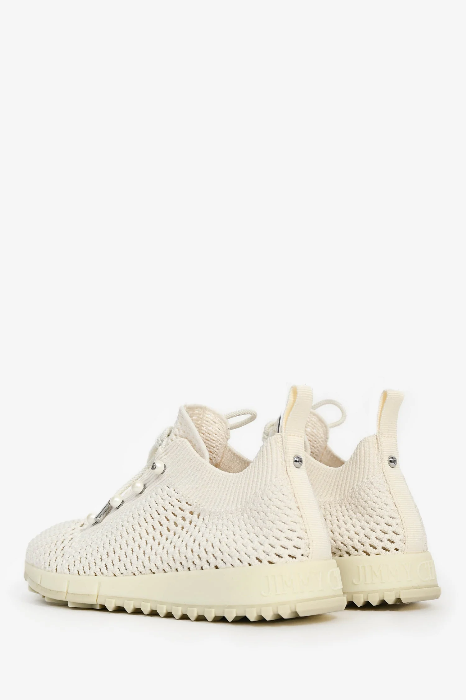 Jimmy Choo White Crochet Knit Sneakers Size 36.5 - Image 4
