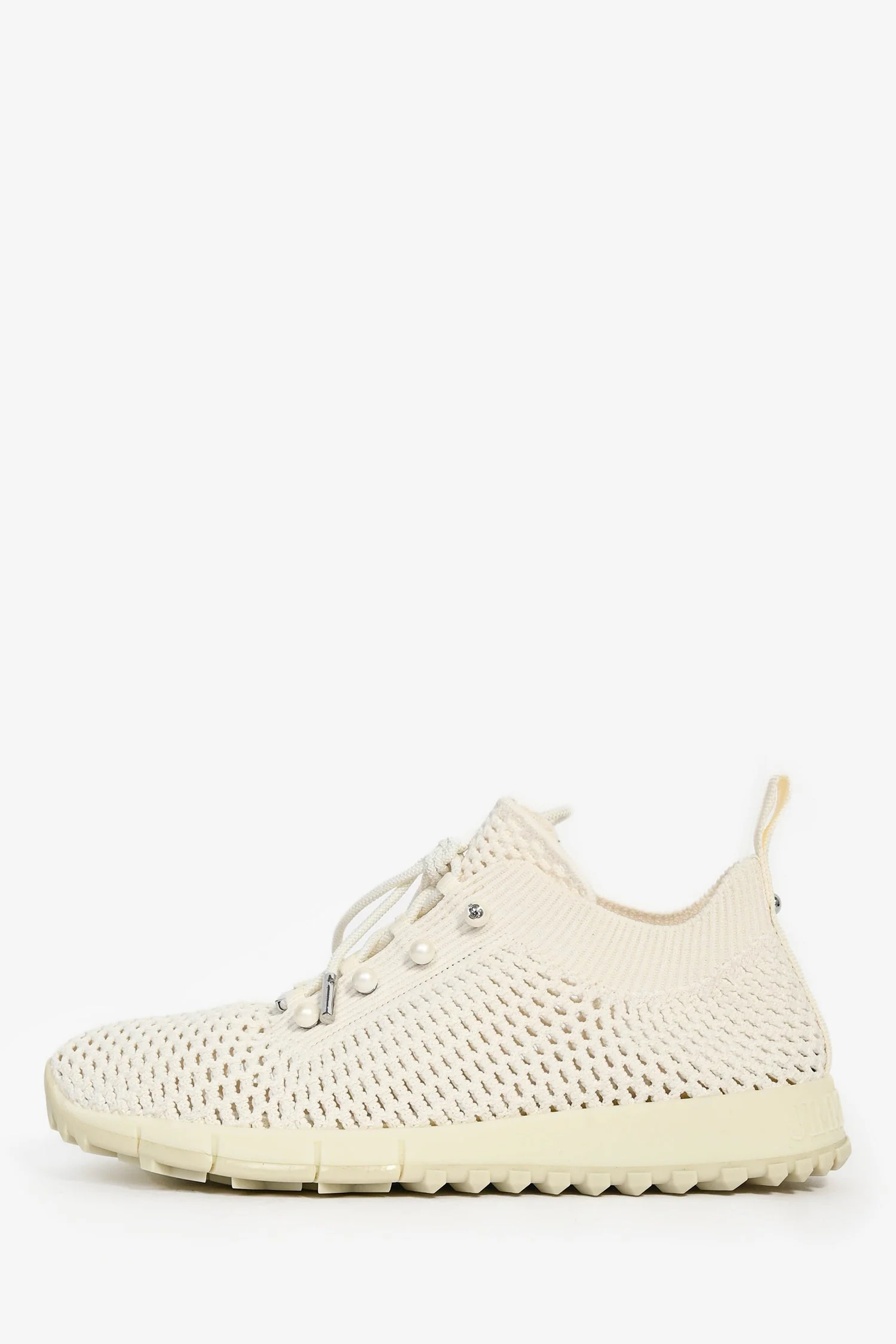 Jimmy Choo White Crochet Knit Sneakers Size 36.5 - Image 5