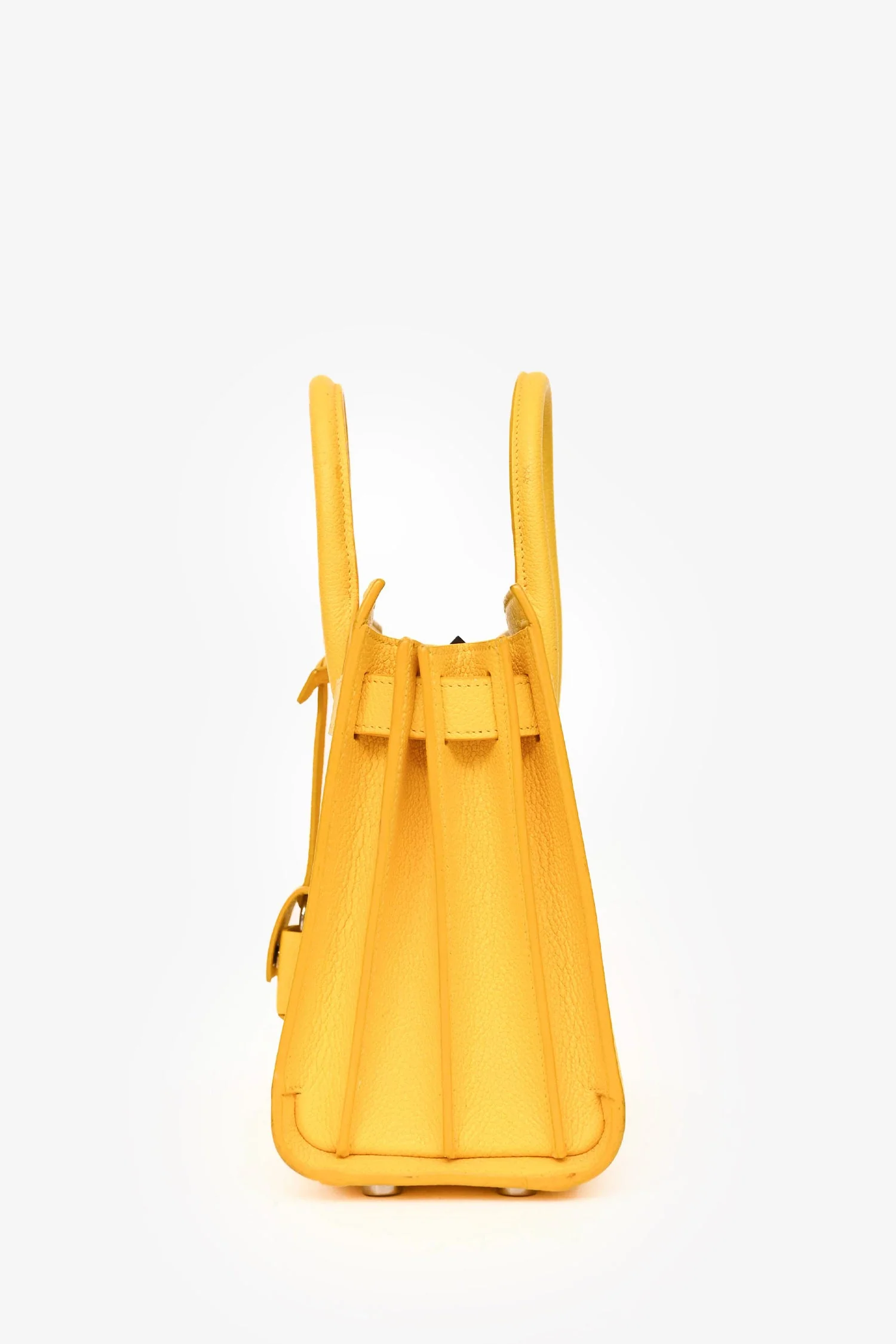 Saint Laurent Yellow Leather Small 'Sac De Jour' with Strap - Image 4