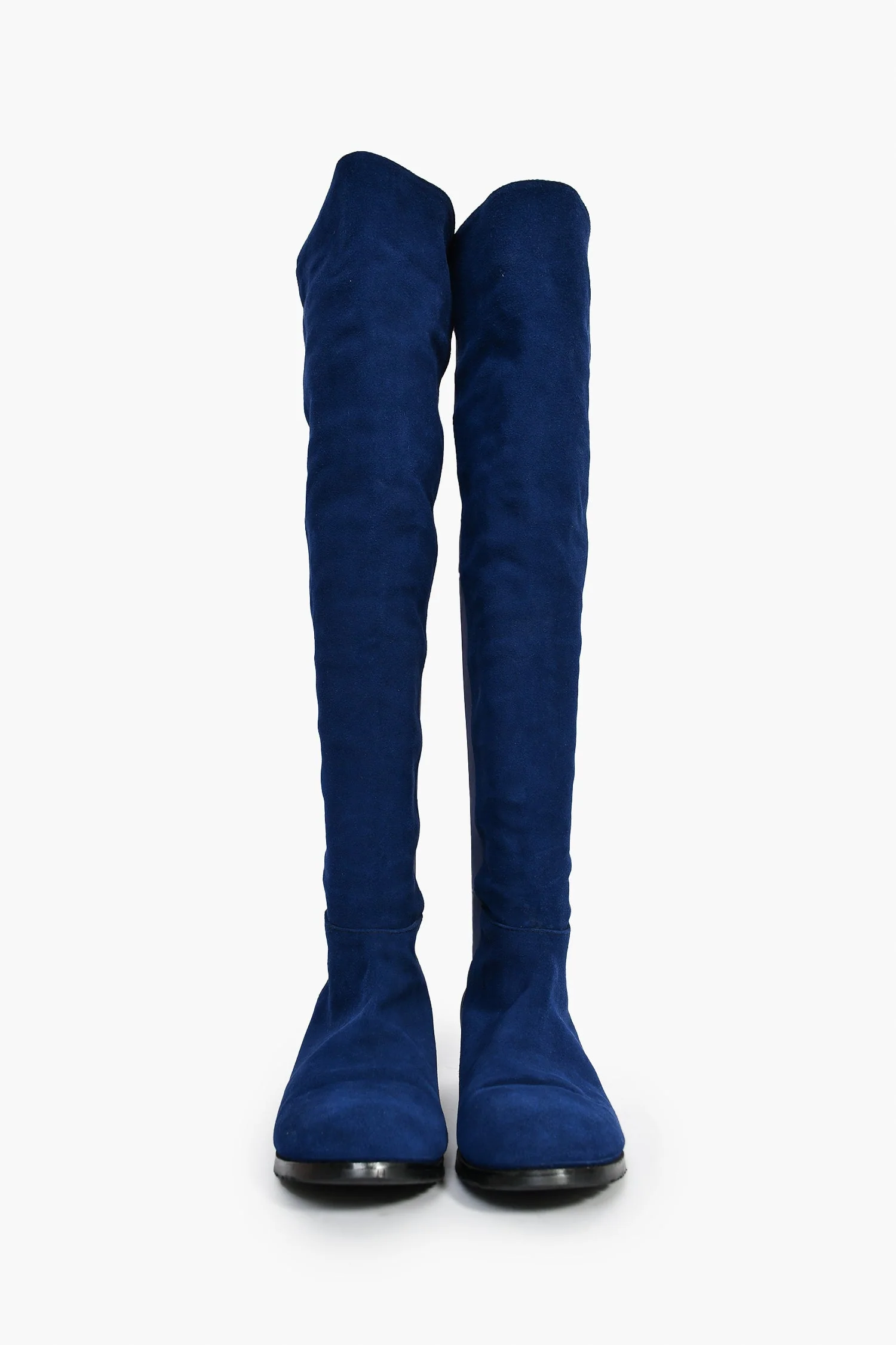 Stuart Weitzman Blue Suede/Fabric 50/50 Knee Boots Size 40 - Image 3